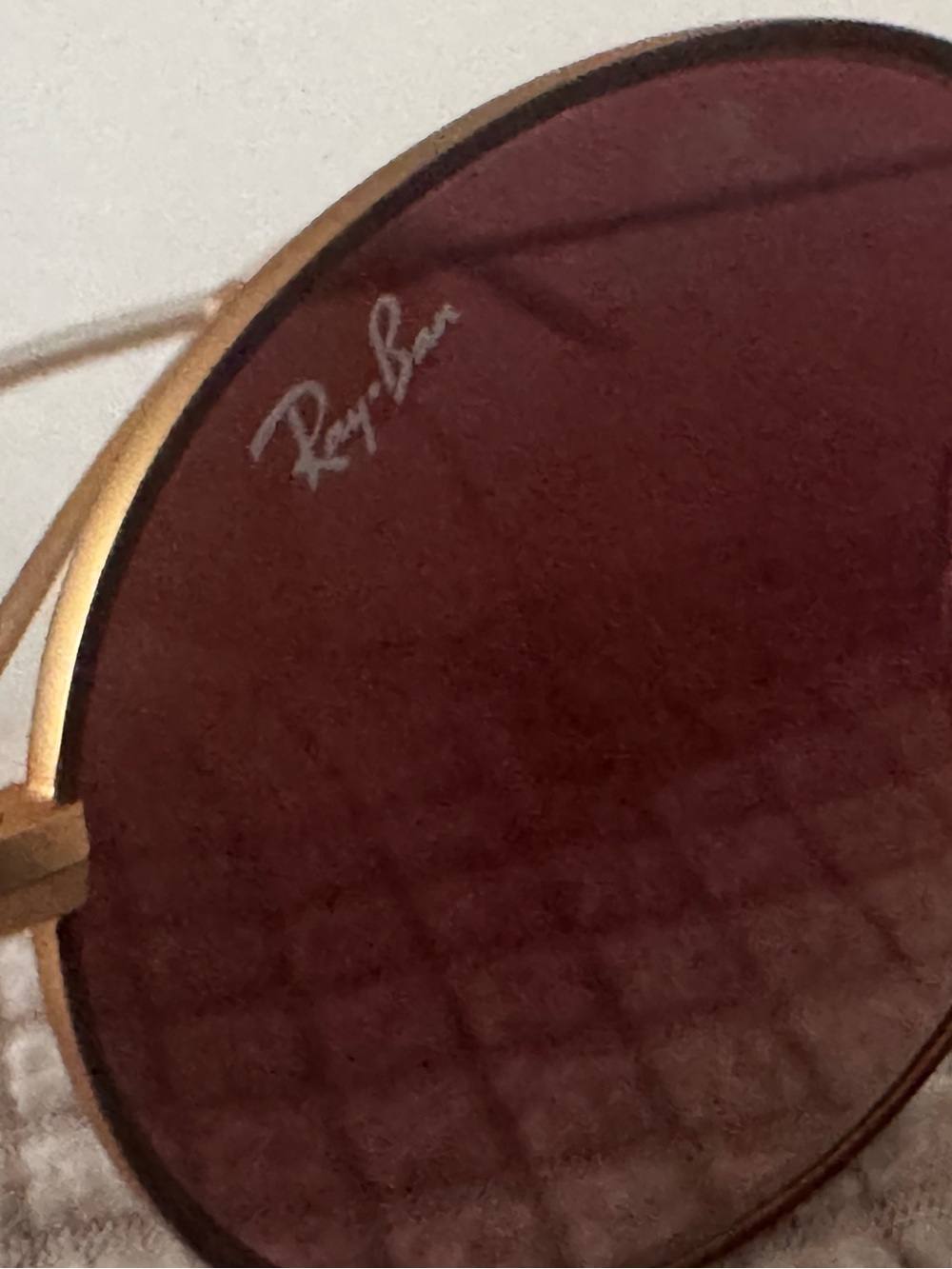 Ray-Ban Gold Frame Sunglasses with Burgundy Lenses